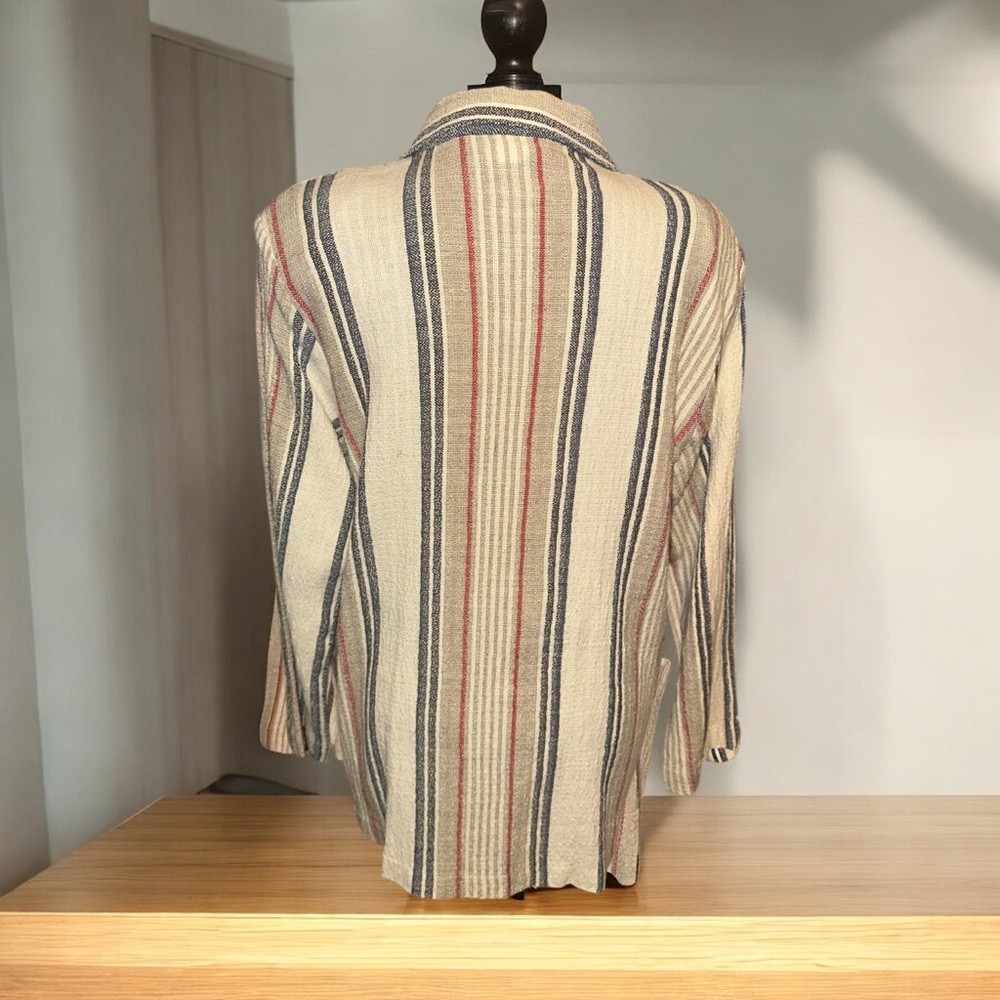 Terri Cream and Red Striped Lightweight Blazer - Picture 4 of 8